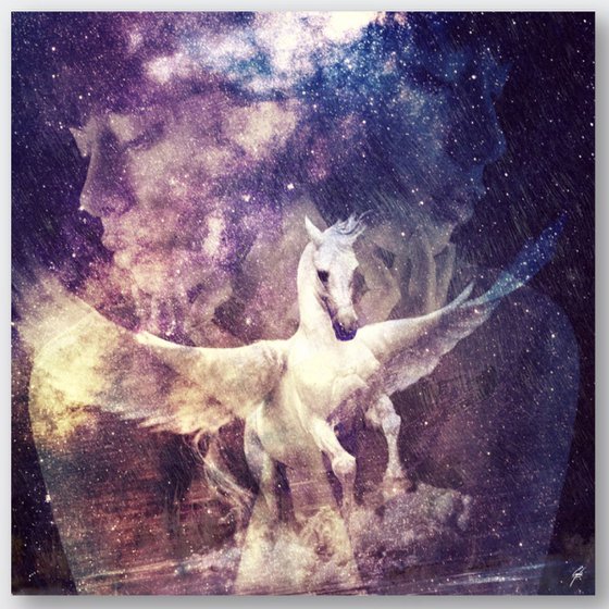 THE DREAM OF PEGASUS | 2017 | DIGITAL ARTWORK PRINTED ON PHOTOGRAPHIC PAPER | HIGH QUALITY | LIMITED EDITION OF 10 | SIMONE MORANA CYLA | 40 X 40 CM | PUBLISHED