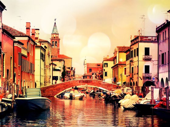 Venice sister town Chioggia in Italy - 60x80x4cm print on canvas 00806m1 READY to HANG