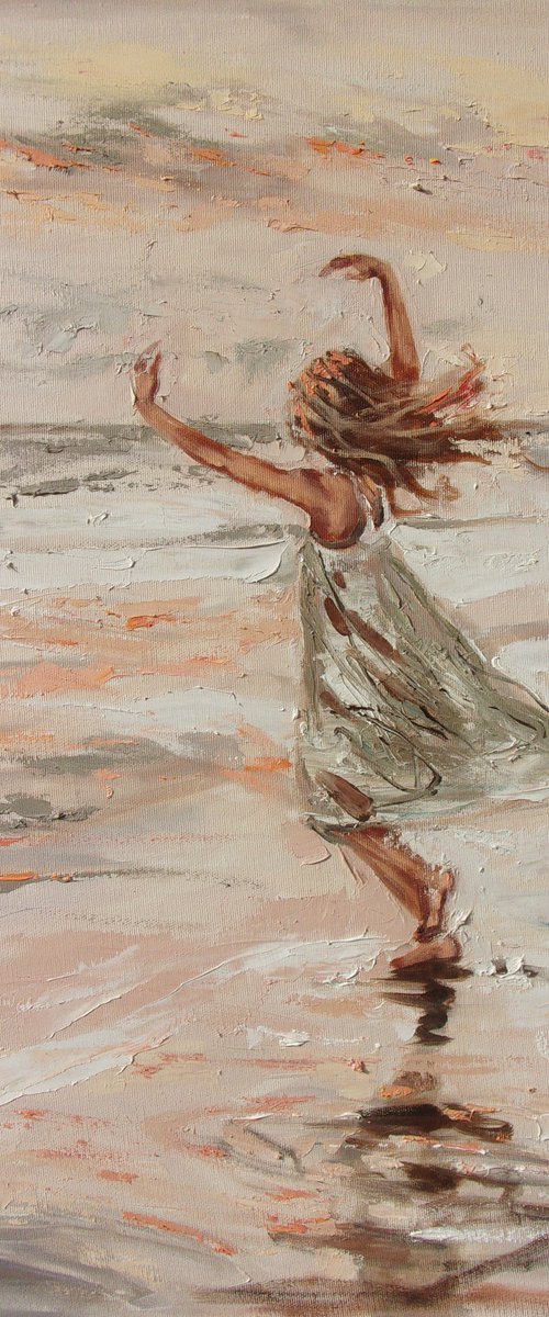 " DANCING ... "-  liGHt  ORIGINAL OIL PAINTING, GIFT, PALETTE KNIFE (2020) by Monika Luniak