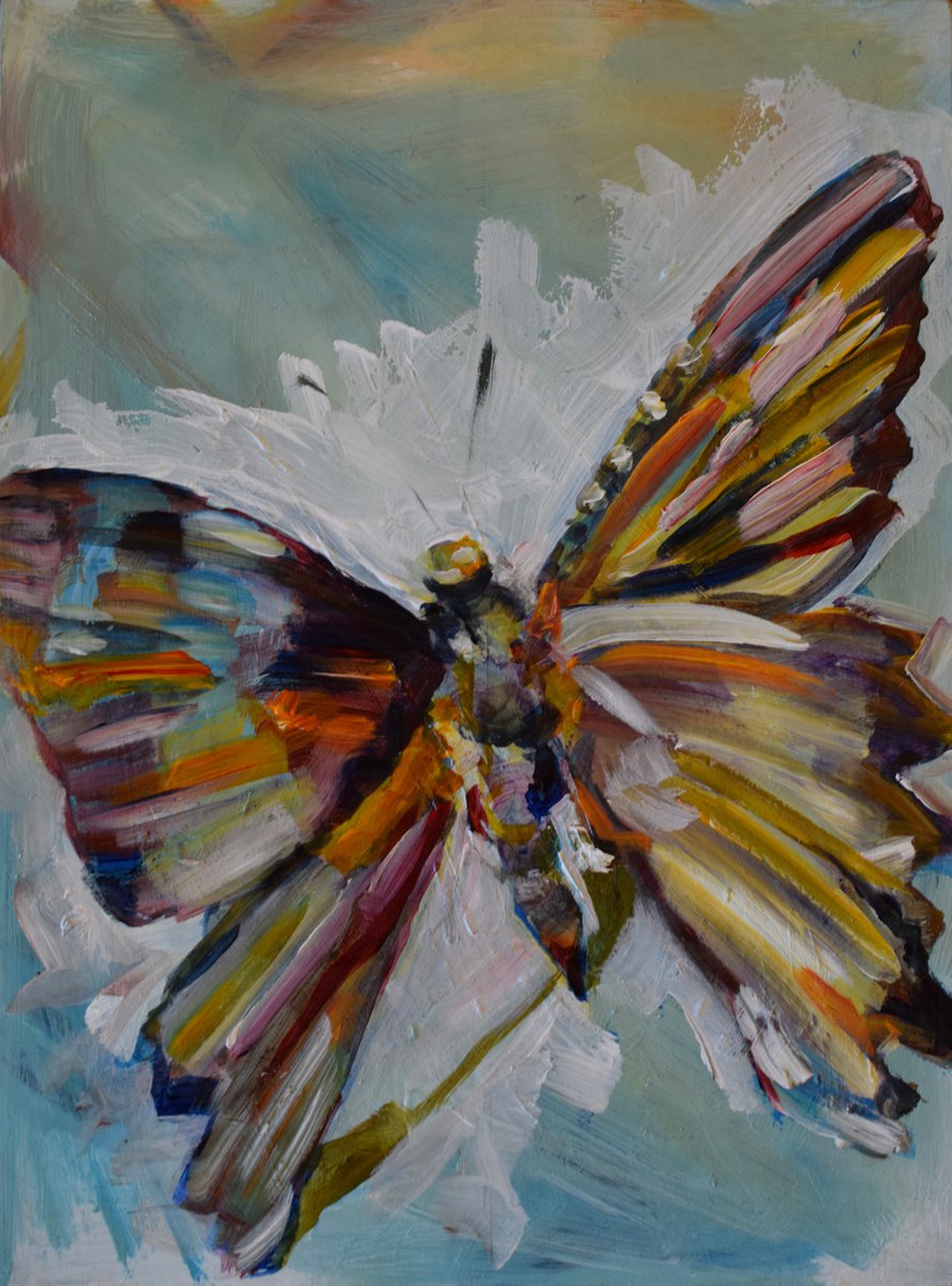 Butterfly Study on Wood by Michelle Parsons