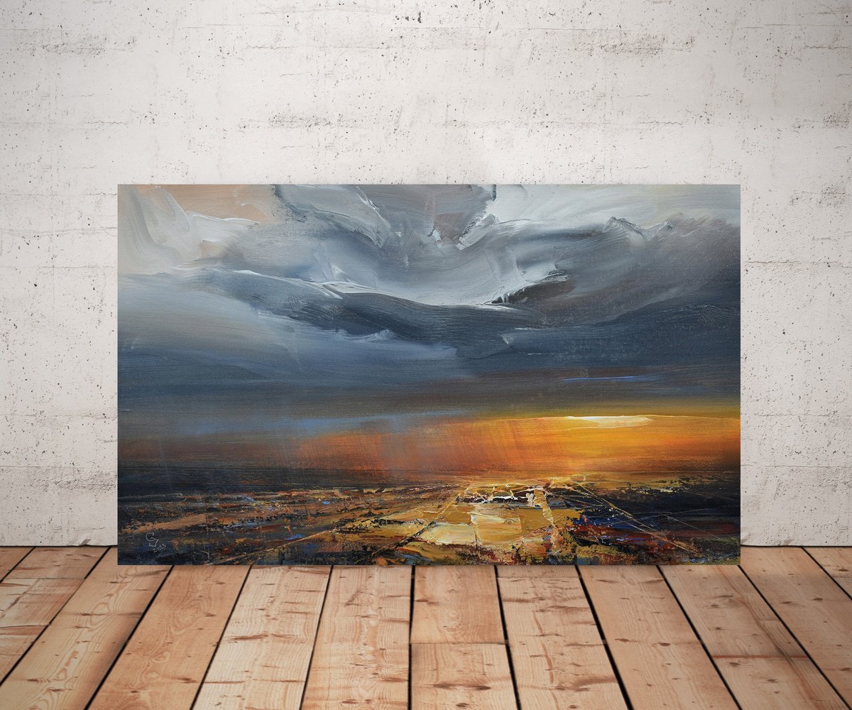 Abstract Landscape Acrylic Painting By Ivan Grozdanovski, 31 X 20, Agartha-Ancient Crossroads 8, Original Artwork