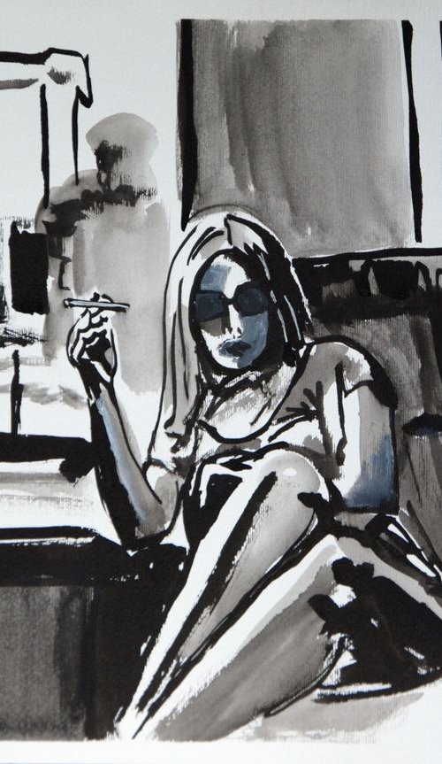 Woman with cigarette by Alexandra Djokic