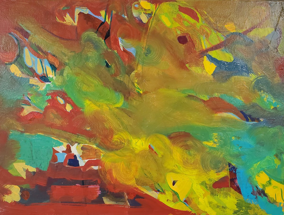 Organic Animal Acrylic Painting By Rebecca Hodel, 16 X 12", Till The Cows Come Home, Original Artwork