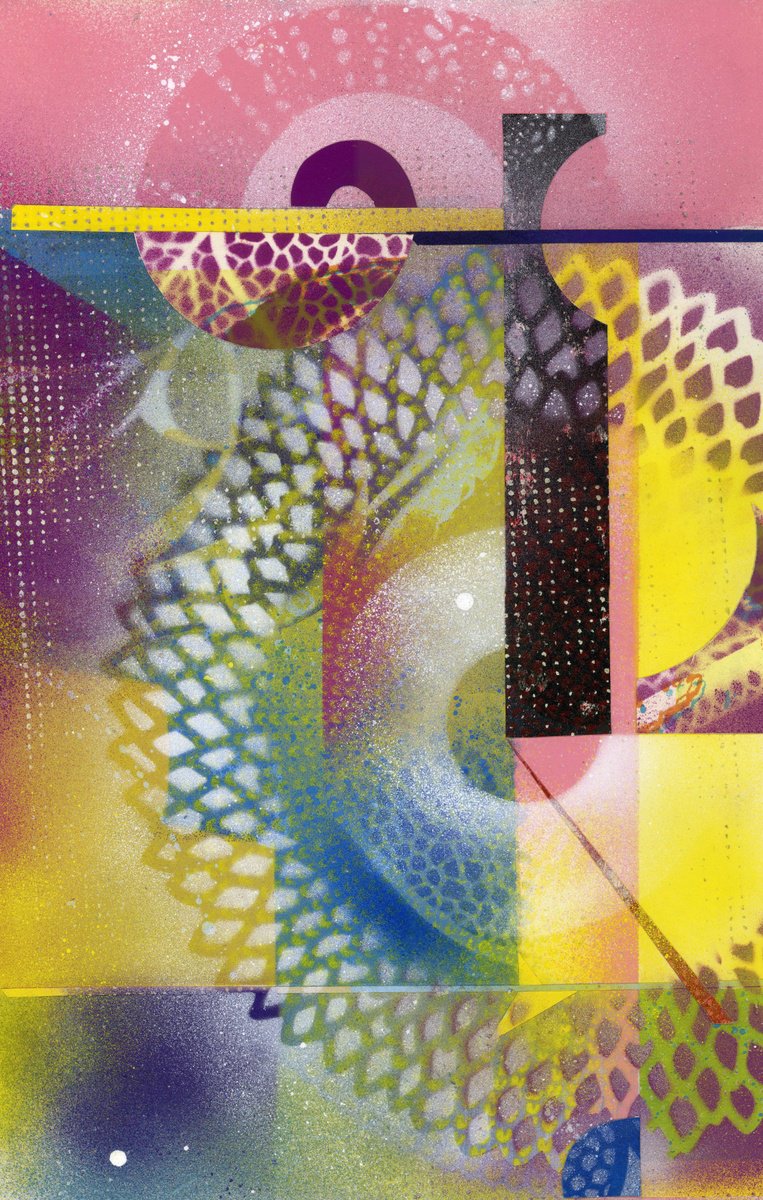 Geometric Abstract Collage By Alfred Ng, 13 X 20, A Wonderful World, Original Artwork