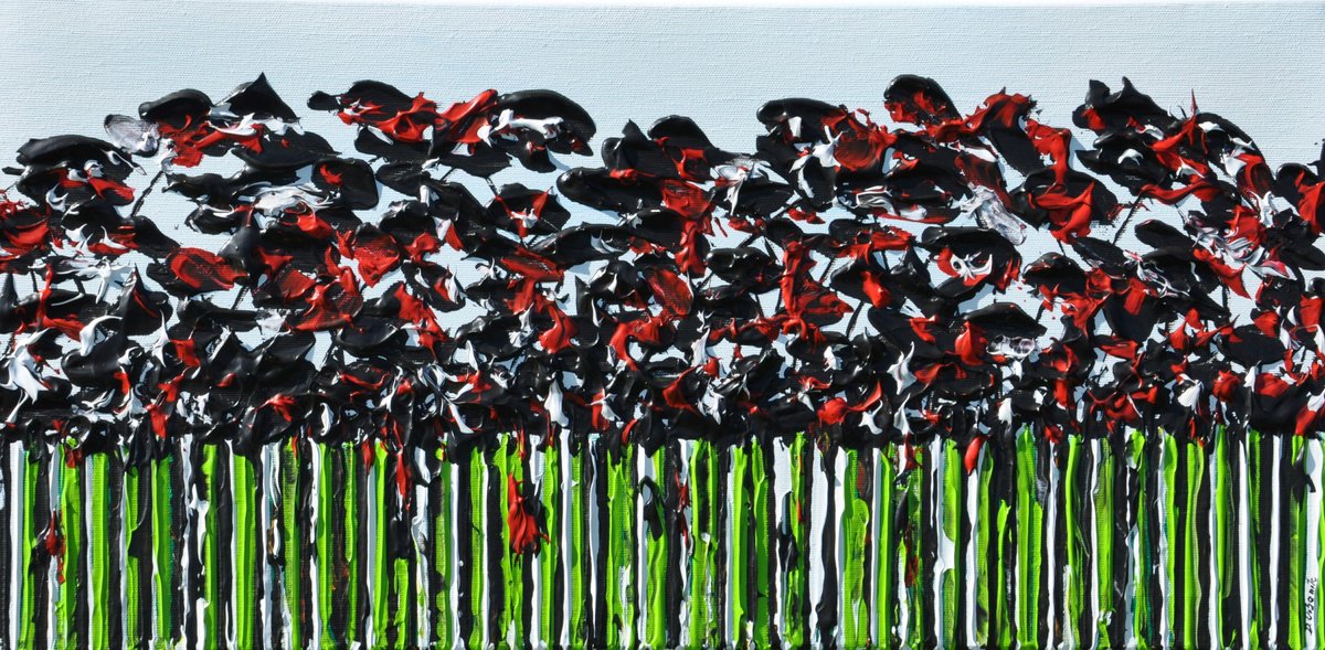 Impressionistic Botanical Acrylic Painting By Daniel Urbani?k, 24 X 12, Meadow In Summer 7, Original Artwork