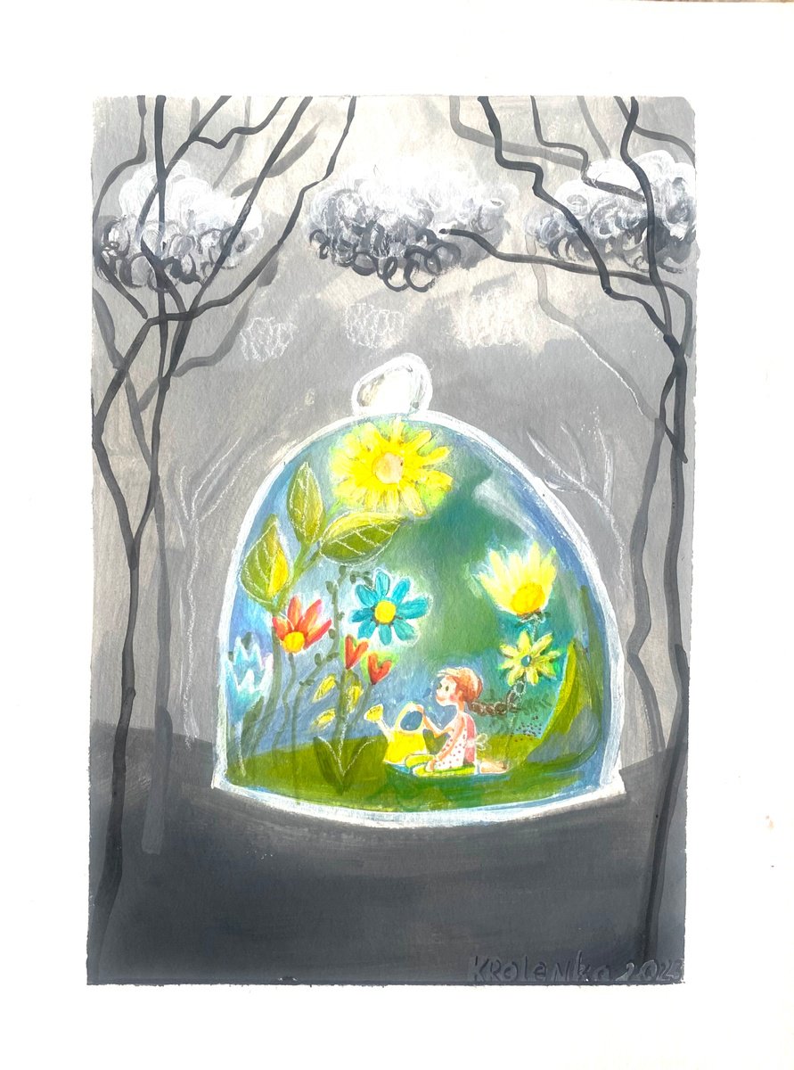 Illustrative Botanical Painting By Alexandra Krasuska, 9 X 13, Plant Your Garden Now!, Original Artwork