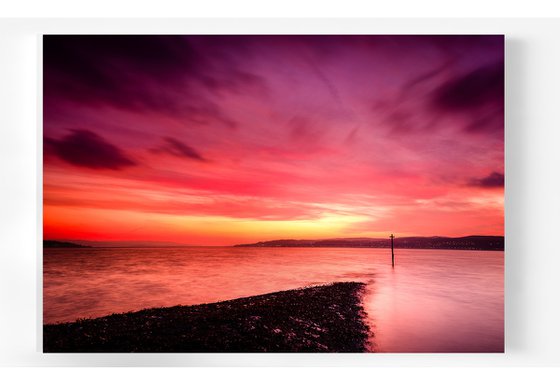 Vibrant Red Sunset - Fire on the Water