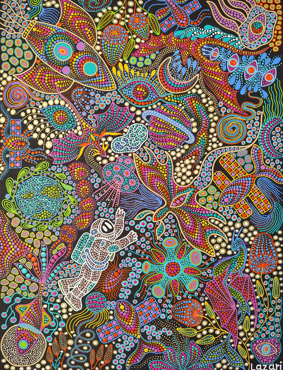 Urban And Pop Acrylic Painting , Space Expedition By Oxana Lazari, 24 X 31, Artwork For Sale On Artfinder