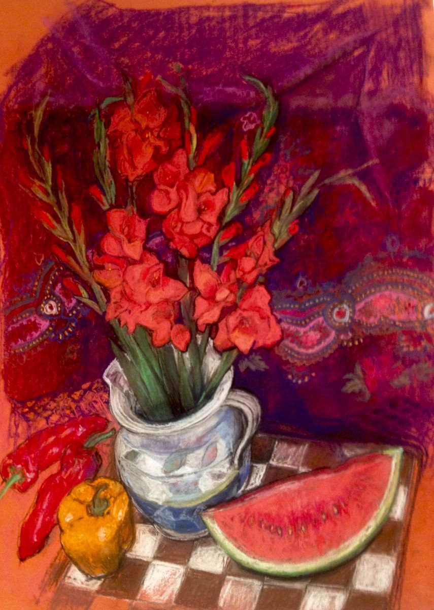 Still life with white jug by Patricia Clements
