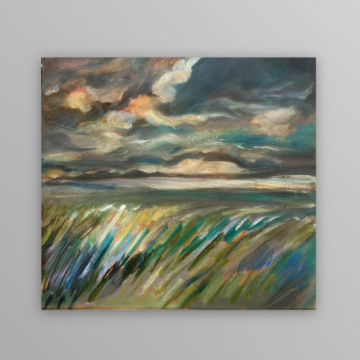 Impressionistic Landscape Oil Painting By Guy Pickford, 12 X 11, Day Turns To Night, Original Artwork