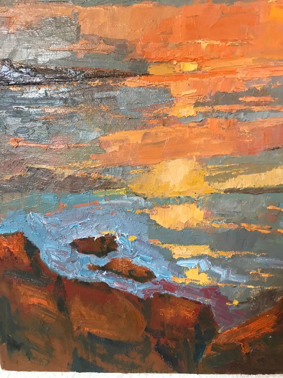 A touch of warmth, seascape oil