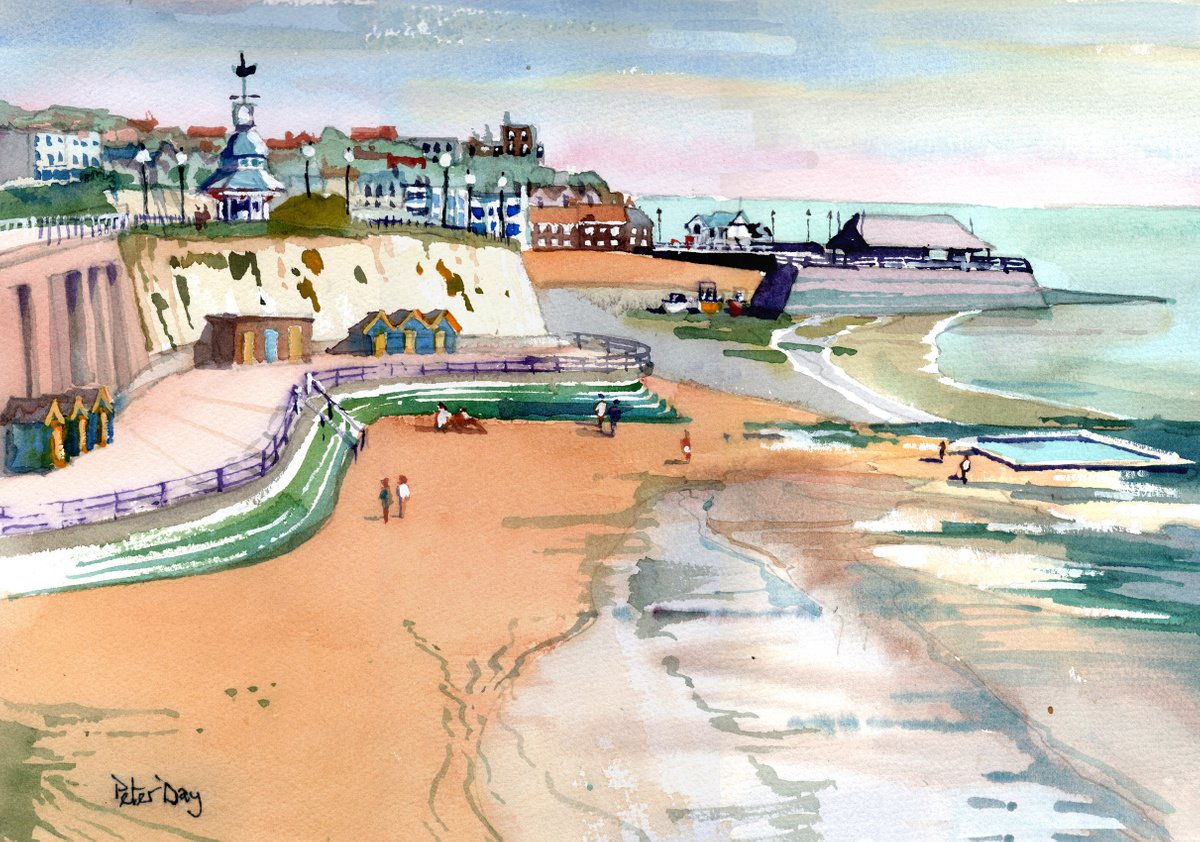 Broadstairs, View Across the Bays. Sea, Beach, Jetty and Bleak House by Peter Day