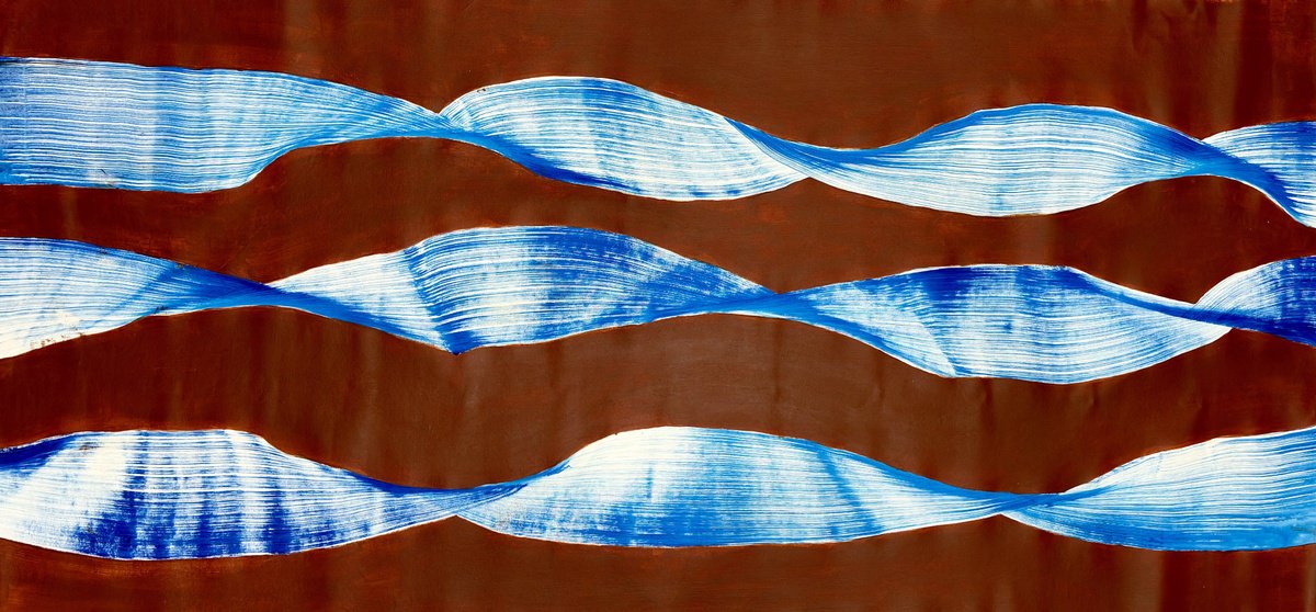 Abstract Acrylic Painting By Sumit Mehndiratta, 61 X 27", Blue Scarves, Original Artwork