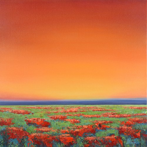Vibrant Flower Field - Colorful Landscape by Suzanne Vaughan