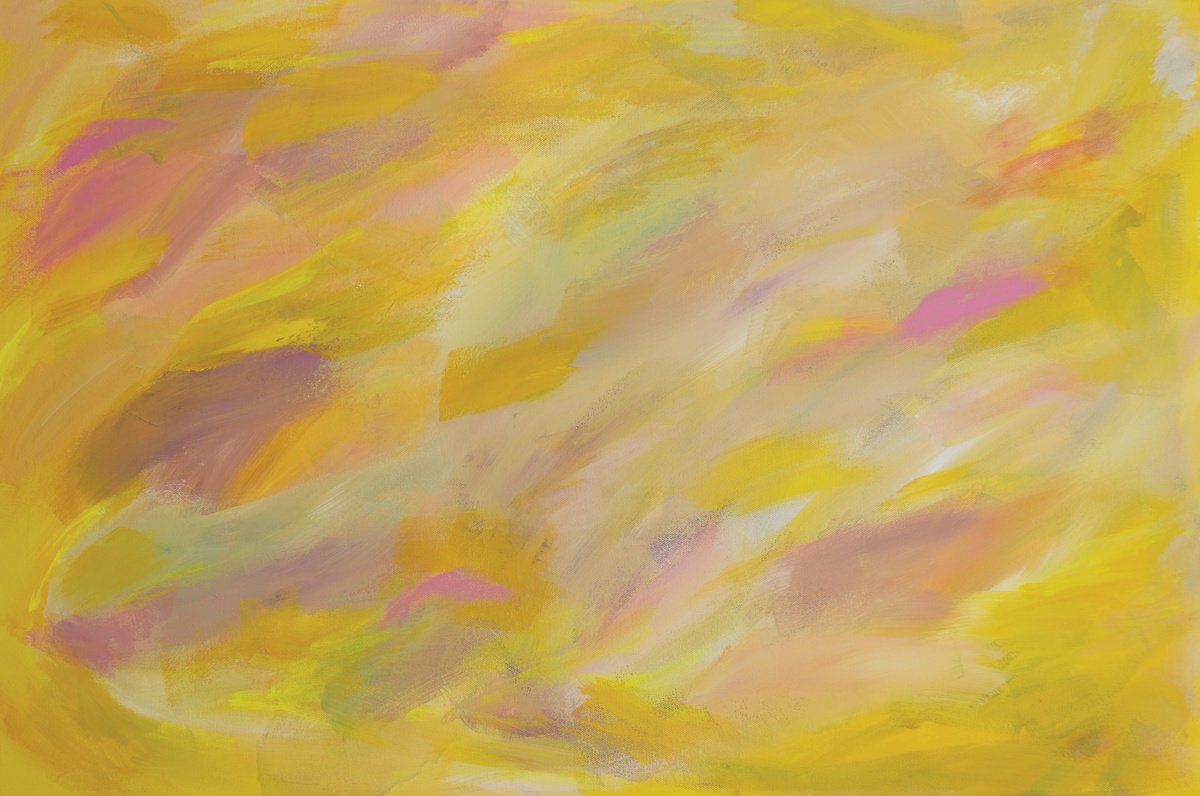 Organic Abstract Acrylic Painting By Paul Baaske, 36 X 24", Marigold Dreams, Original Artwork