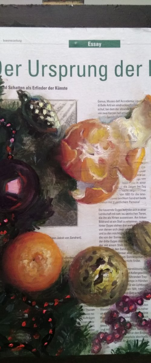 Christmas Still Life  (    Tangerines Оn   The Newspaper ) by HELINDA (Olga Müller)