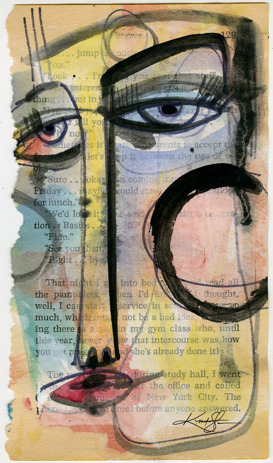 Funky Face 2021-8 - Mixed Media Painting by Kathy Morton Stanion