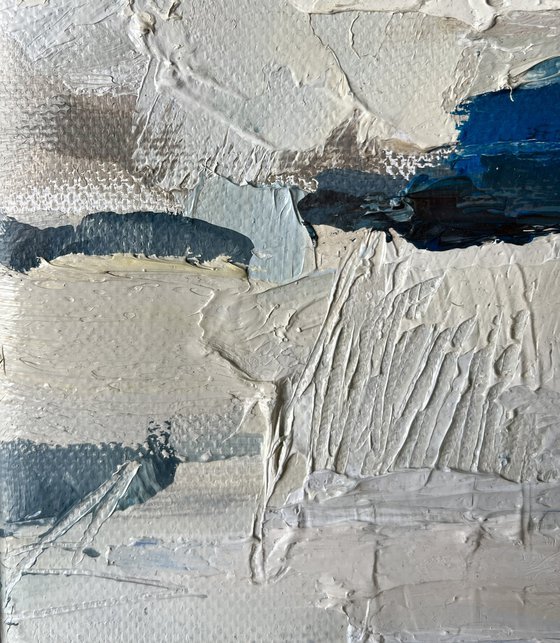 OPEN BOOK/White abstract oil painting