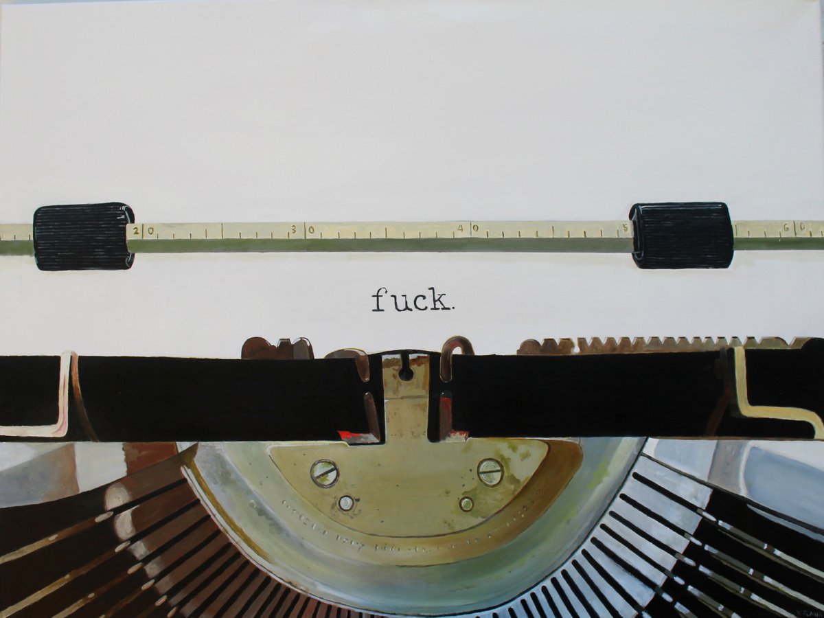 Photorealistic Still Life Oil Painting By Ken Vrana, 40 X 30", Fuck., Original Artwork