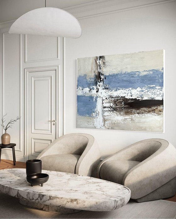 Structured Balance. beige blue grey