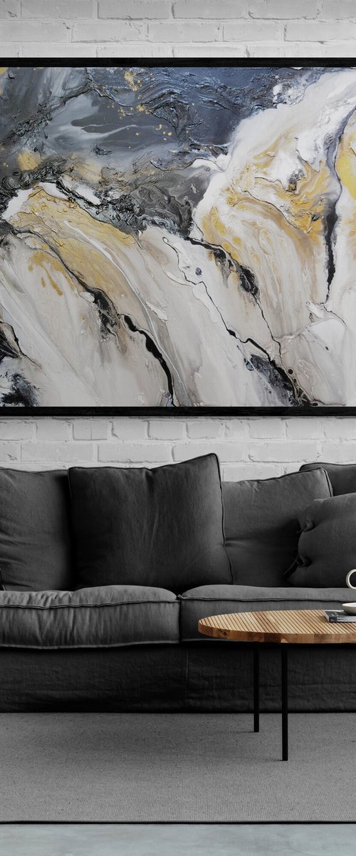 Black Jack Bullion 190cm x 100cm Textured Abstract Art by Franko