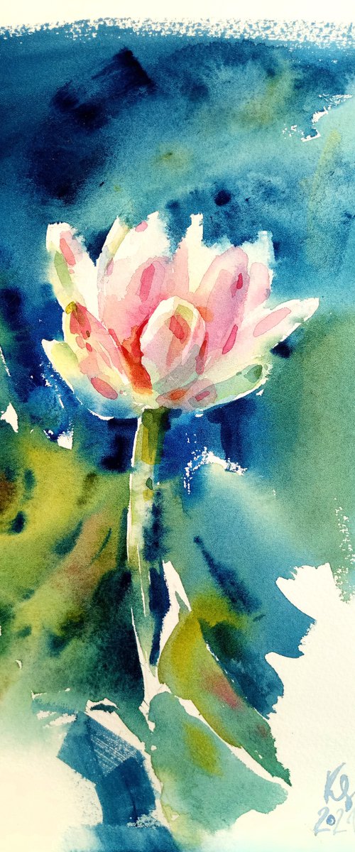 Original watercolor painting "Lotus - the flower of life" by Ksenia Selianko