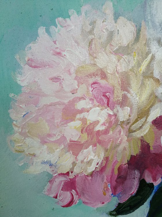 “3 peonies in Chinese vase”