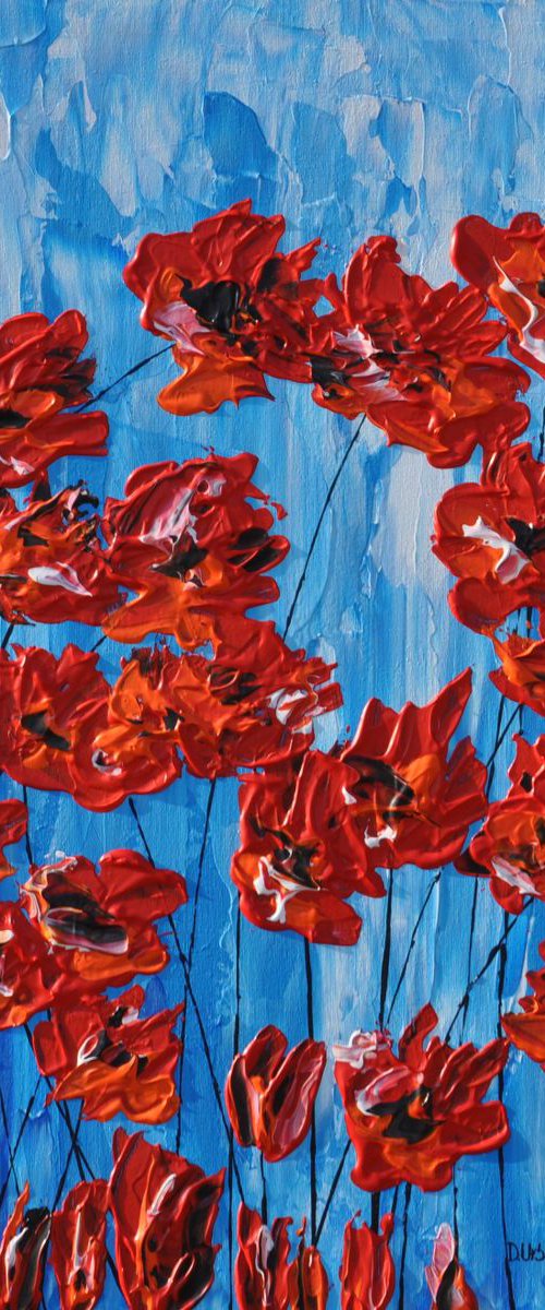 Poppies On Blue 1 by Daniel Urbaník