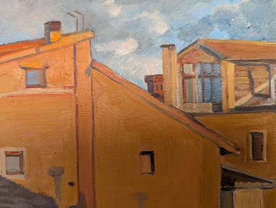 Ochre Rooftops Under the Northern Sky