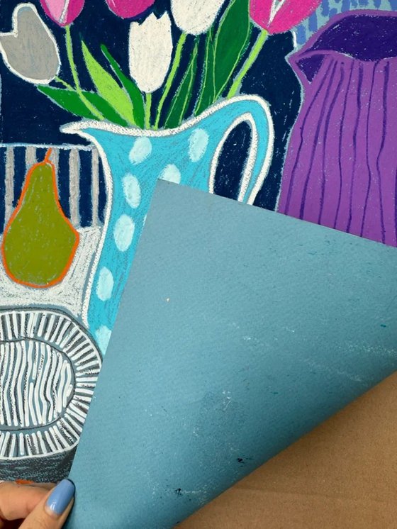 Tulips in Blue Harmony