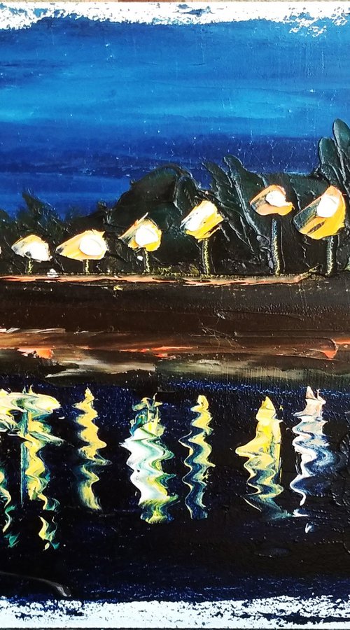 Night promenade. Pleinair painting by Dmitry Fedorov