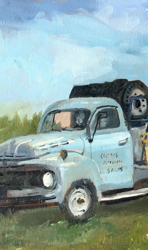 American Ford Pick - up Truck. An original oil painting by Julian Lovegrove Art