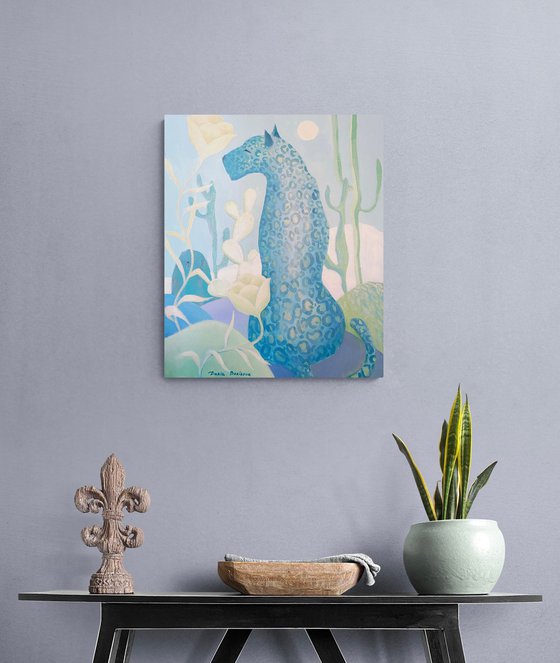 Blue Leopard. Acrylic painting on canvas