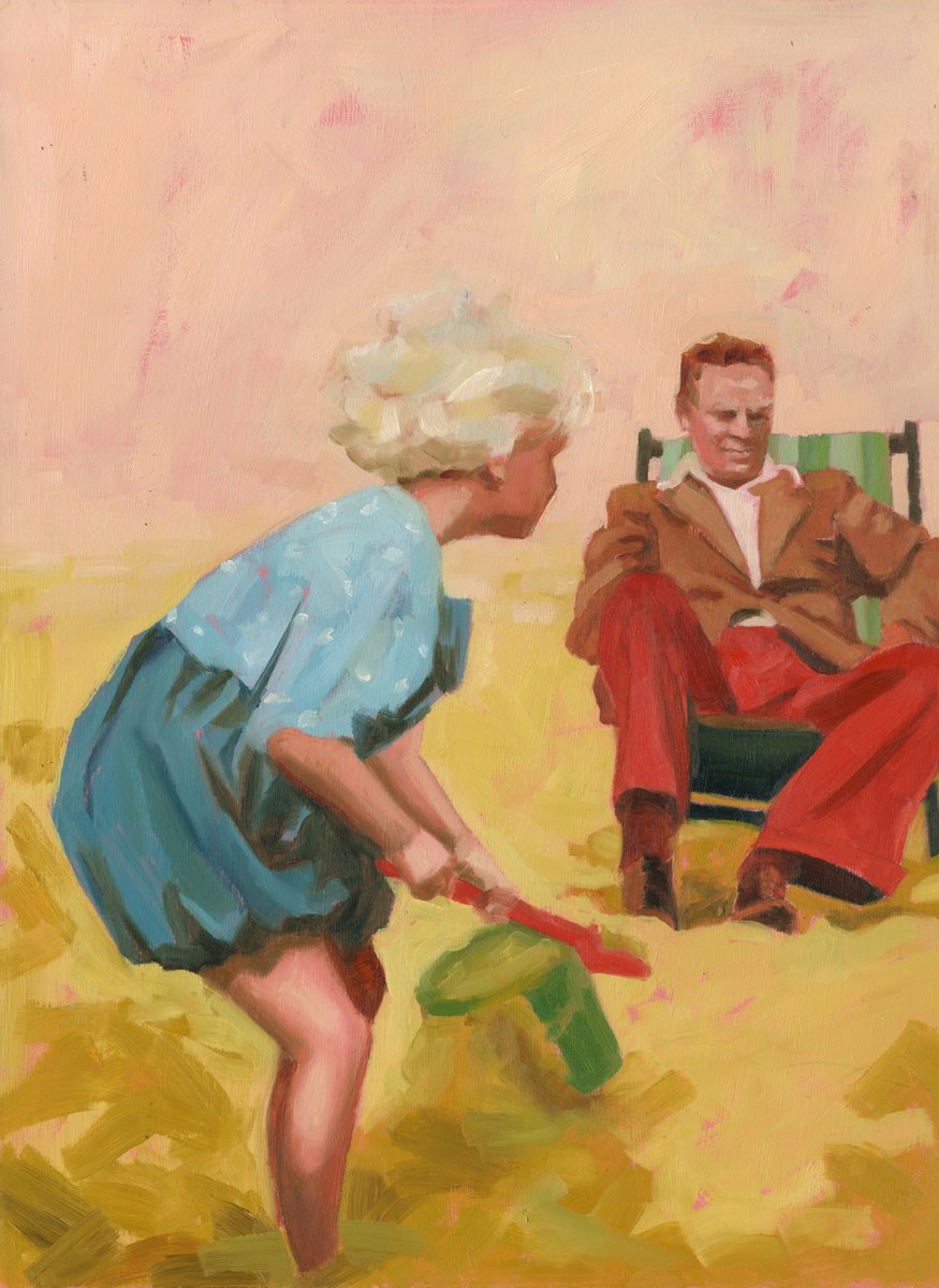 Impressionistic Portrait Oil Painting By Sara Netherway, 12 X 16", 40 Winks, Original Artwork