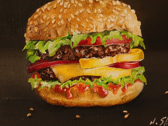 Burger Realistic Painting Oil