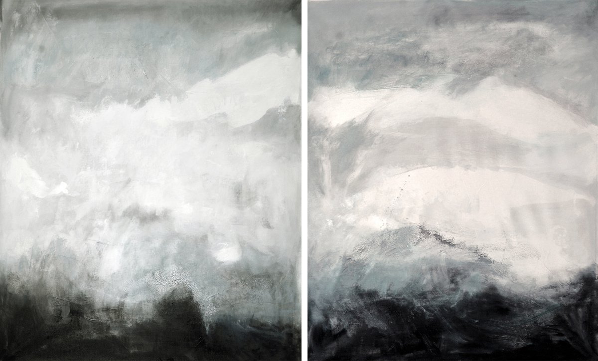 Visions in white, black and gray (Diptych) by Cristian Valentich