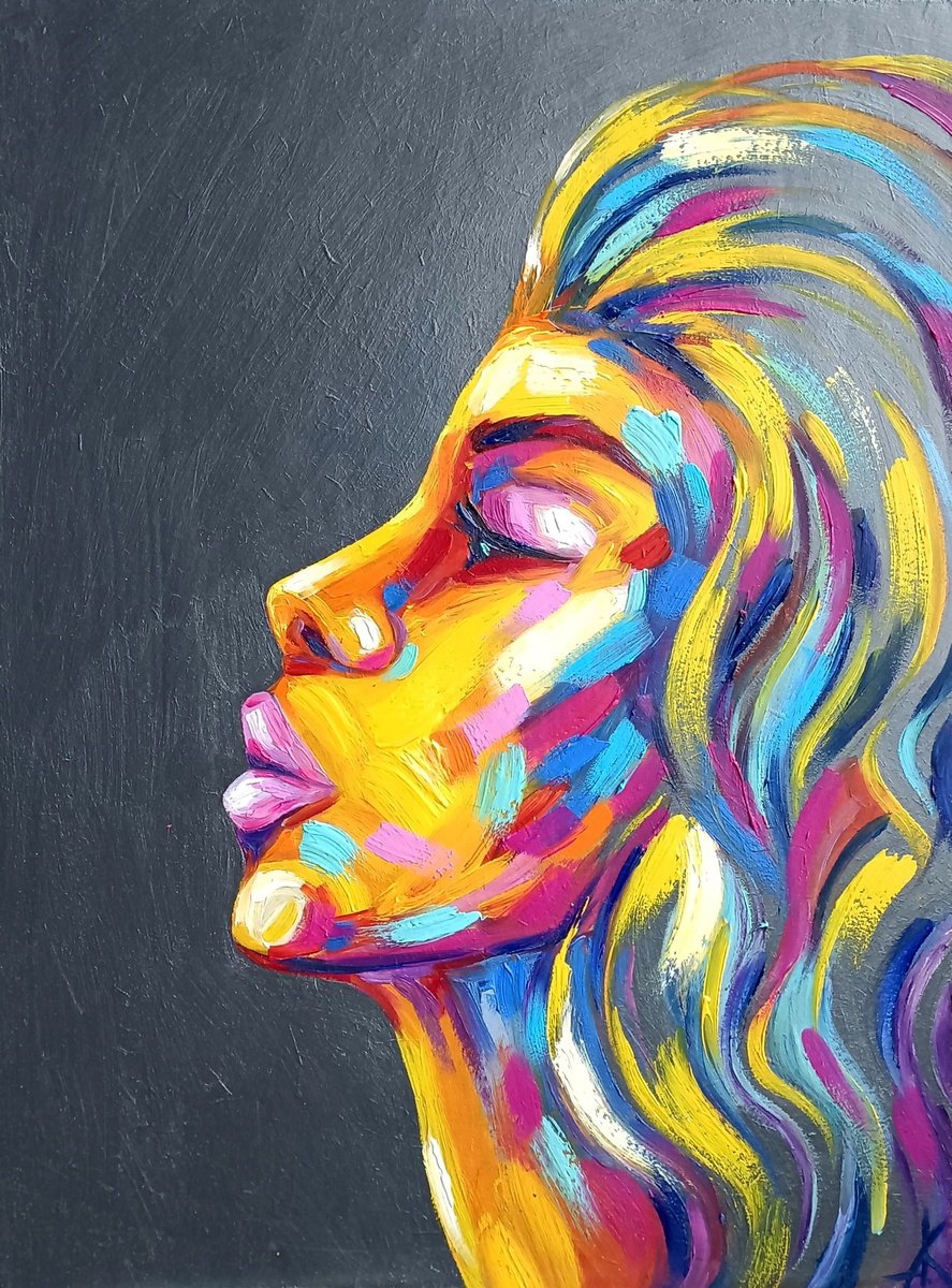 Impressionistic Portrait Oil Painting By Anastasia Kozorez, 12 X 16, Setting Sun, Original Artwork