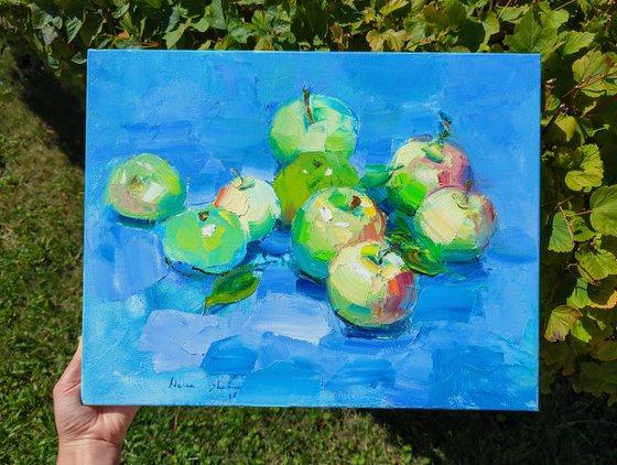 Apples on Blue