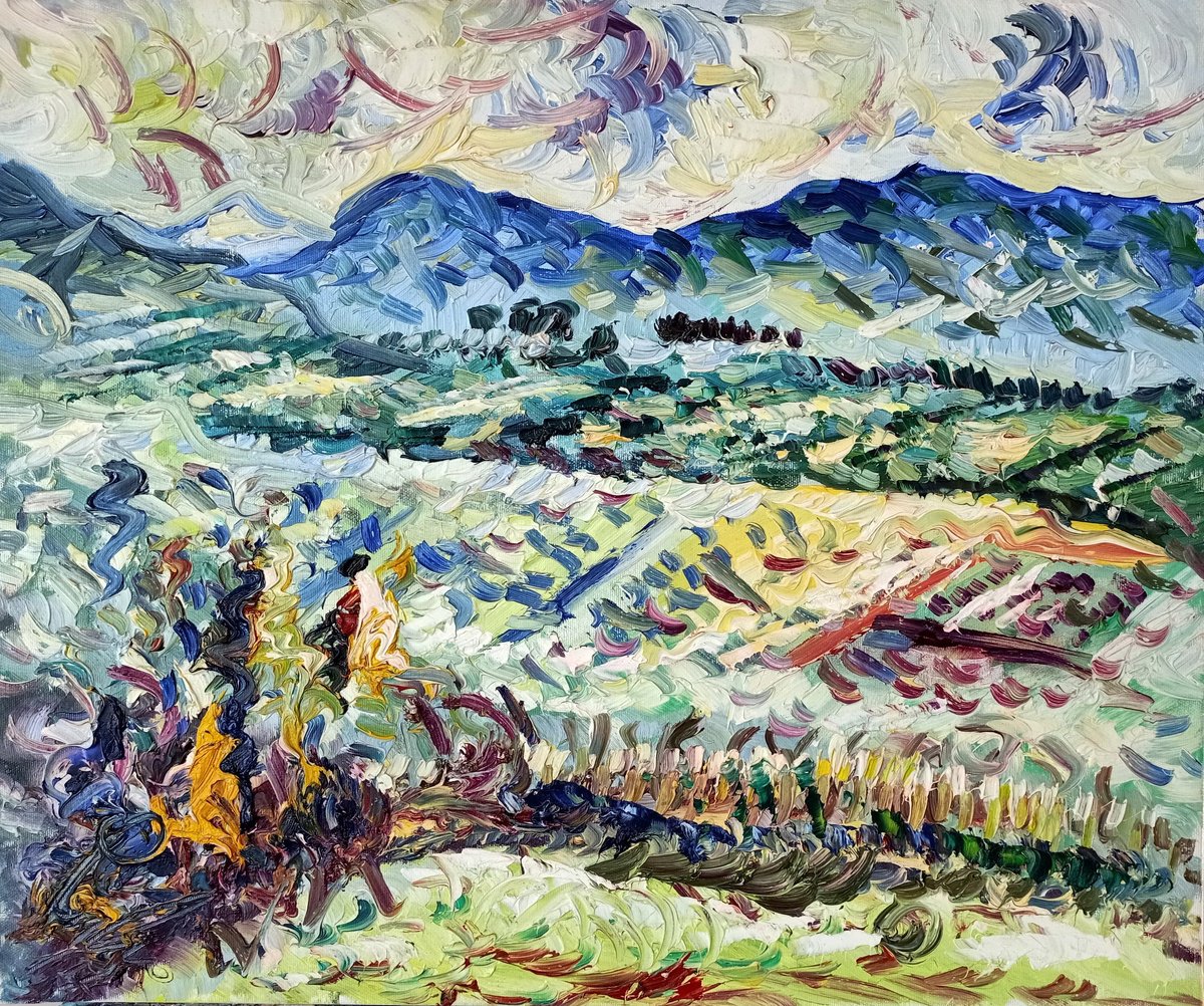 Impressionistic Landscape Oil Painting By Antonino Puliafico, 24 X 20, Migliardo, Original Artwork