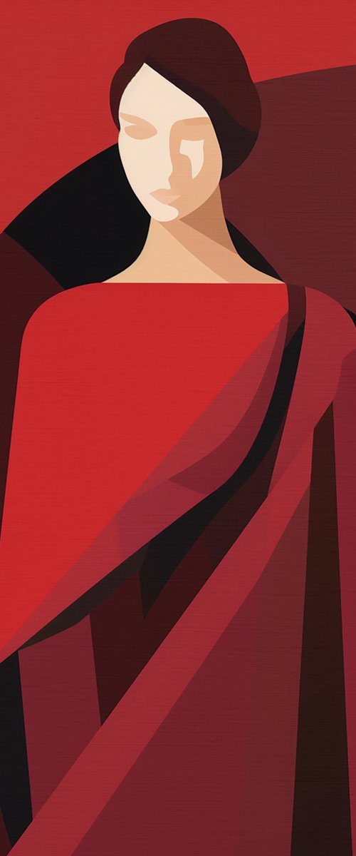 Woman in red by Kosta Morr