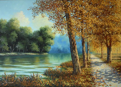 By the river, MODERN IMPRESSIONISM, EXTRA PRICE, one of a kind by Borko Sainovic