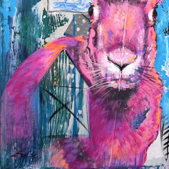 PINK BUNNY | ORIGINAL GICLÉE PRINT ON CANVAS