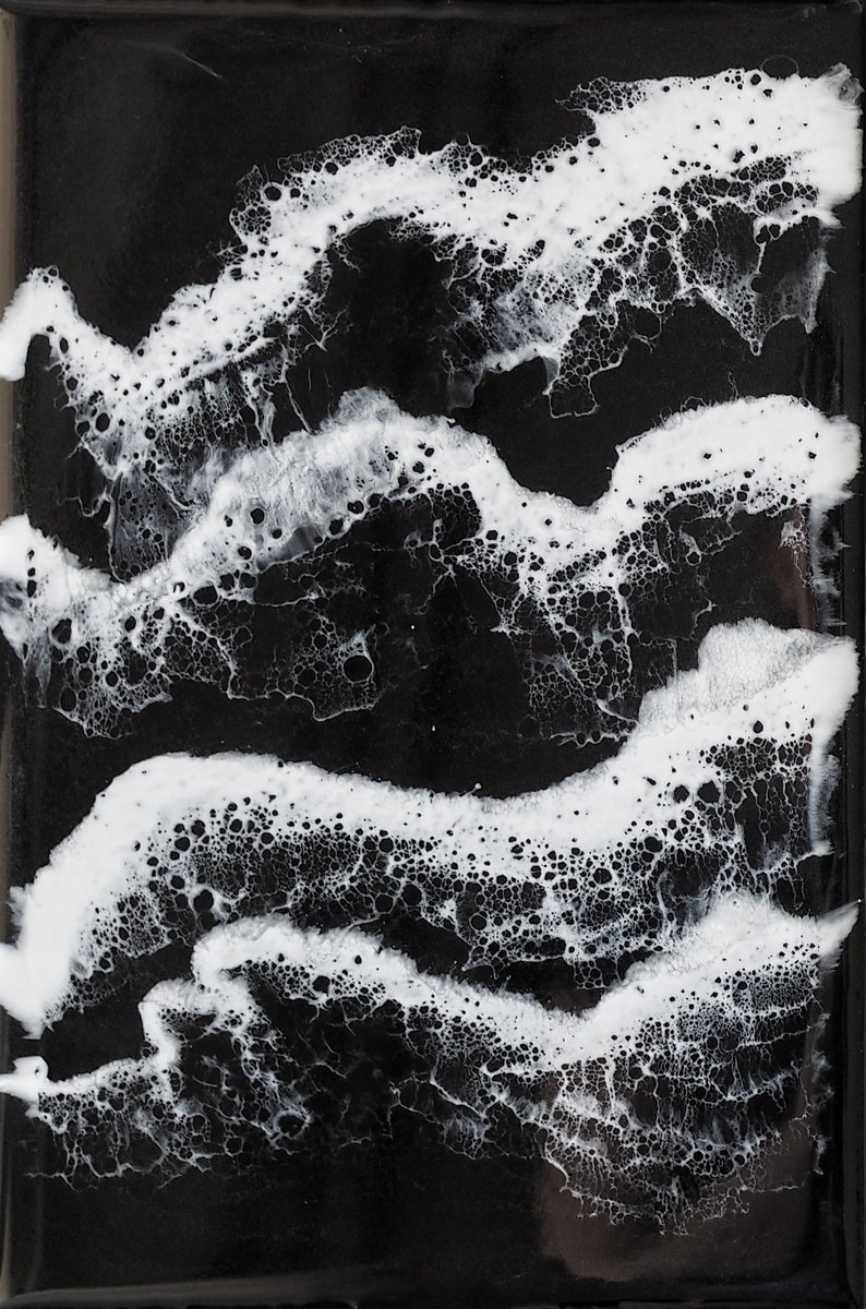 Deep deep water - original resin artwork, black and white seascape by Delnara El