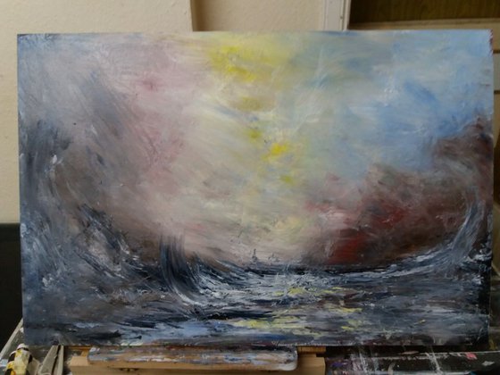Hebridian Storm- An Atmospheric Scottish Seascape by Marjory Sime