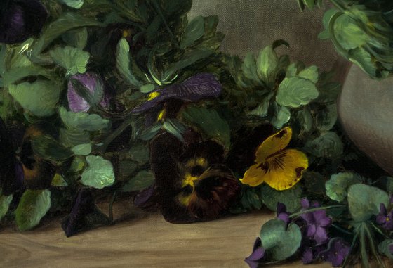 Pansies, 50x80cm, oil on canvas, 2018, original classic still life