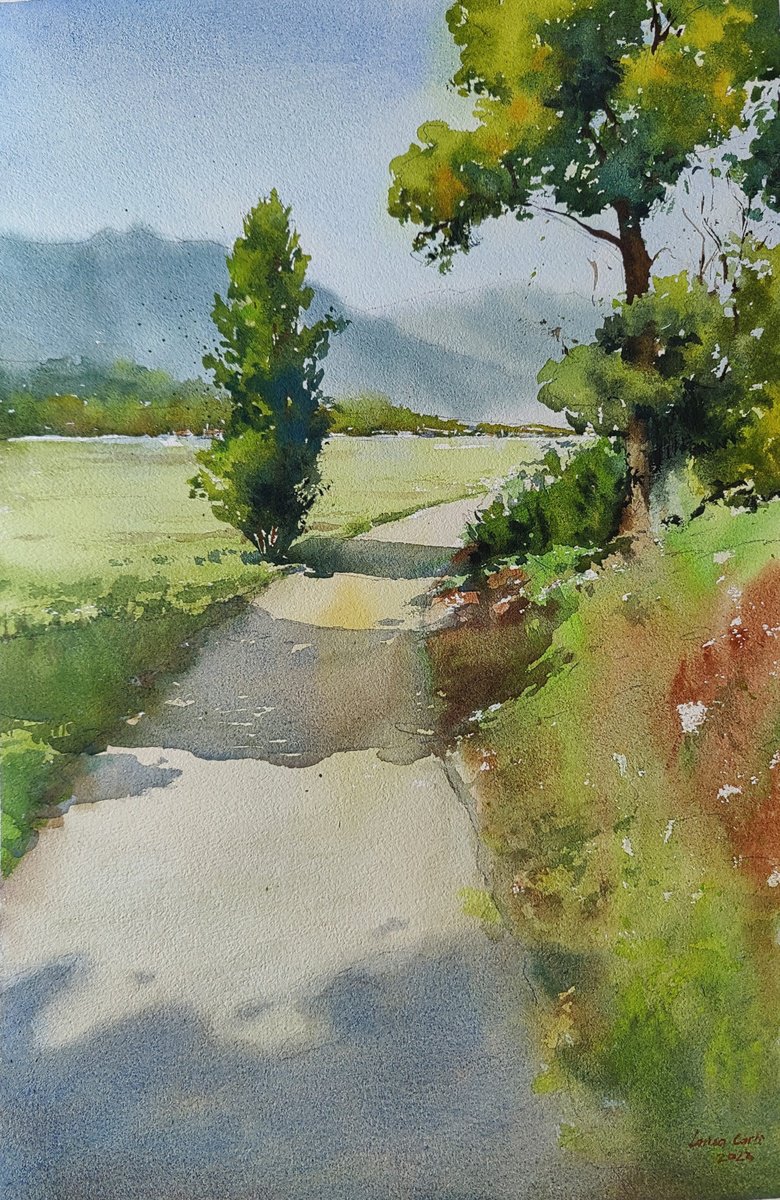 In the distance | Original watercolor painting by Larisa Carli