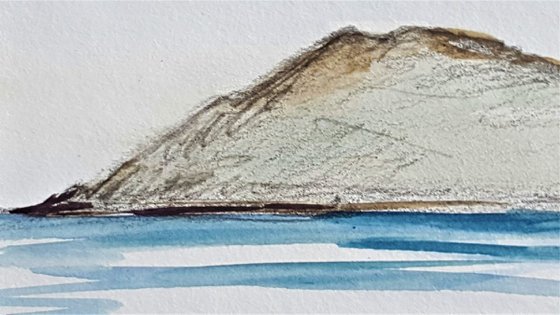 An Irish coastline - Bray head to the Sugarloaf- a watercolour and pencil study