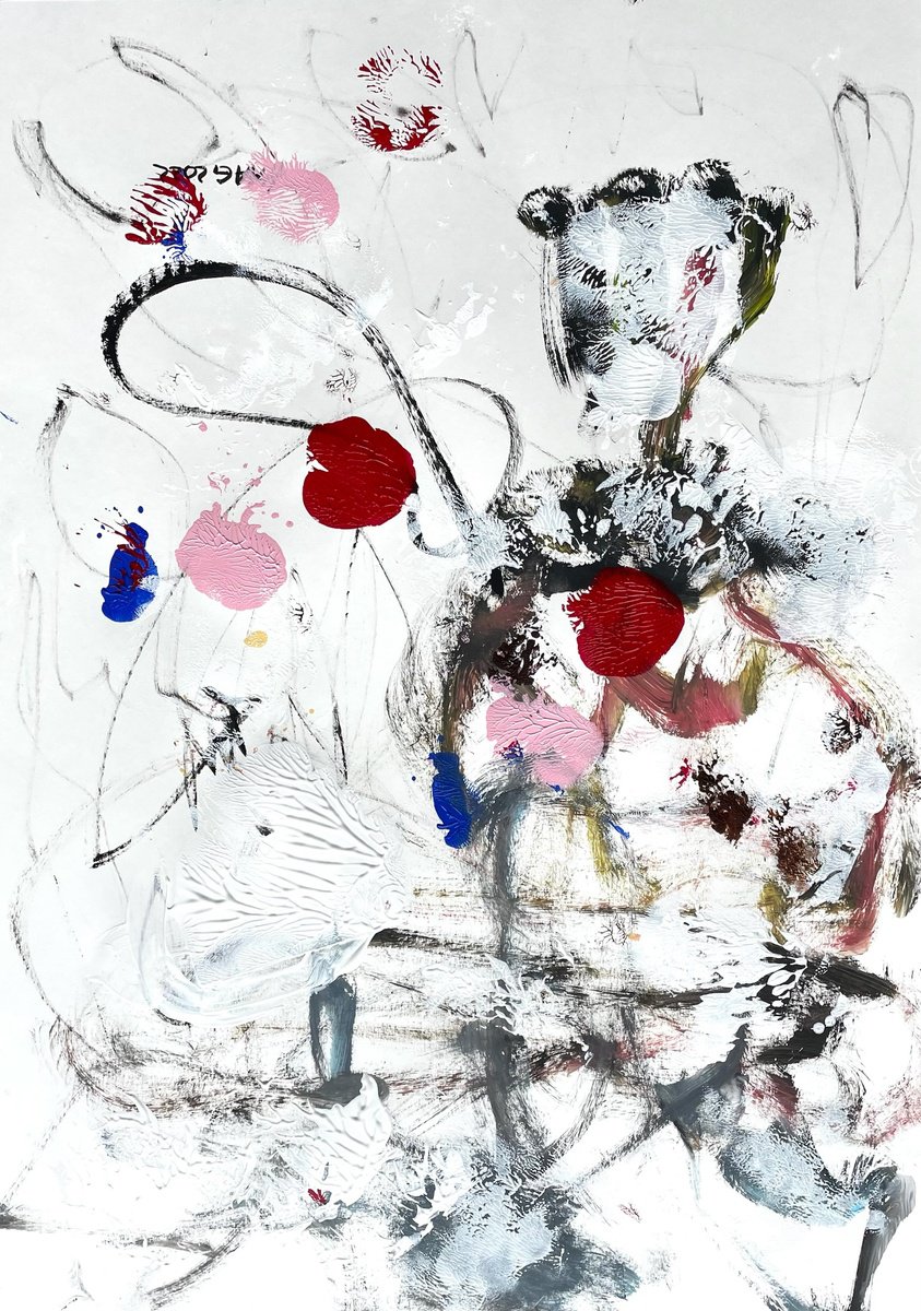 Organic Abstract Acrylic Painting By Christel Haag, 17 X 23, Mit Liebe Im Herzen (Geht Alles Besser), Original Artwork