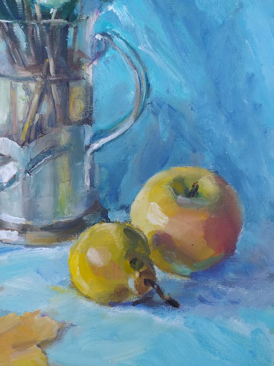 Flowers and apples