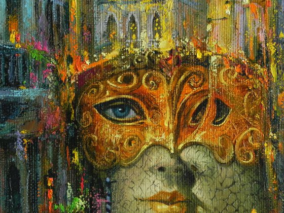"Venice for two" Original painting Oil on canvas Home decor